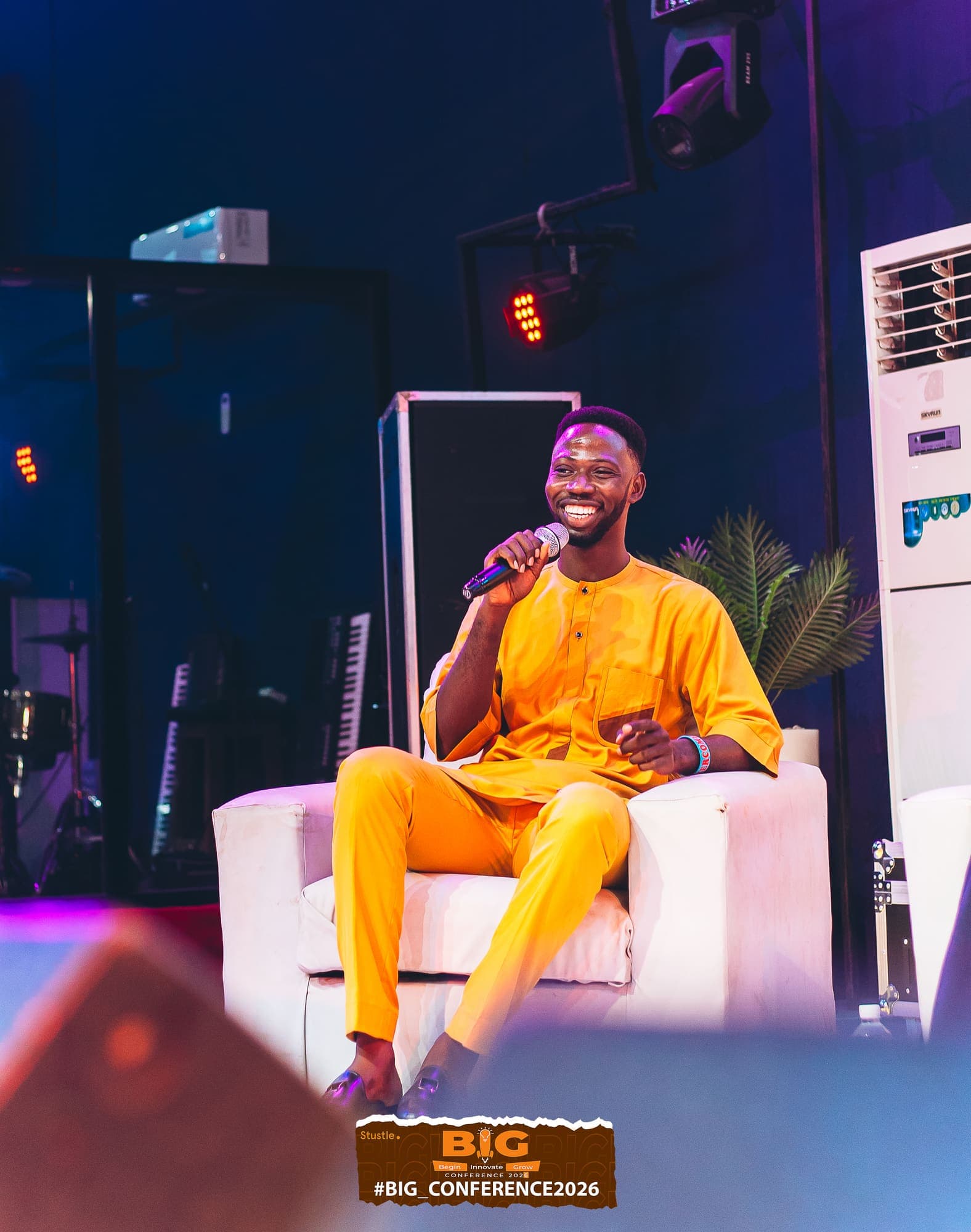 A speaker sharing on stage